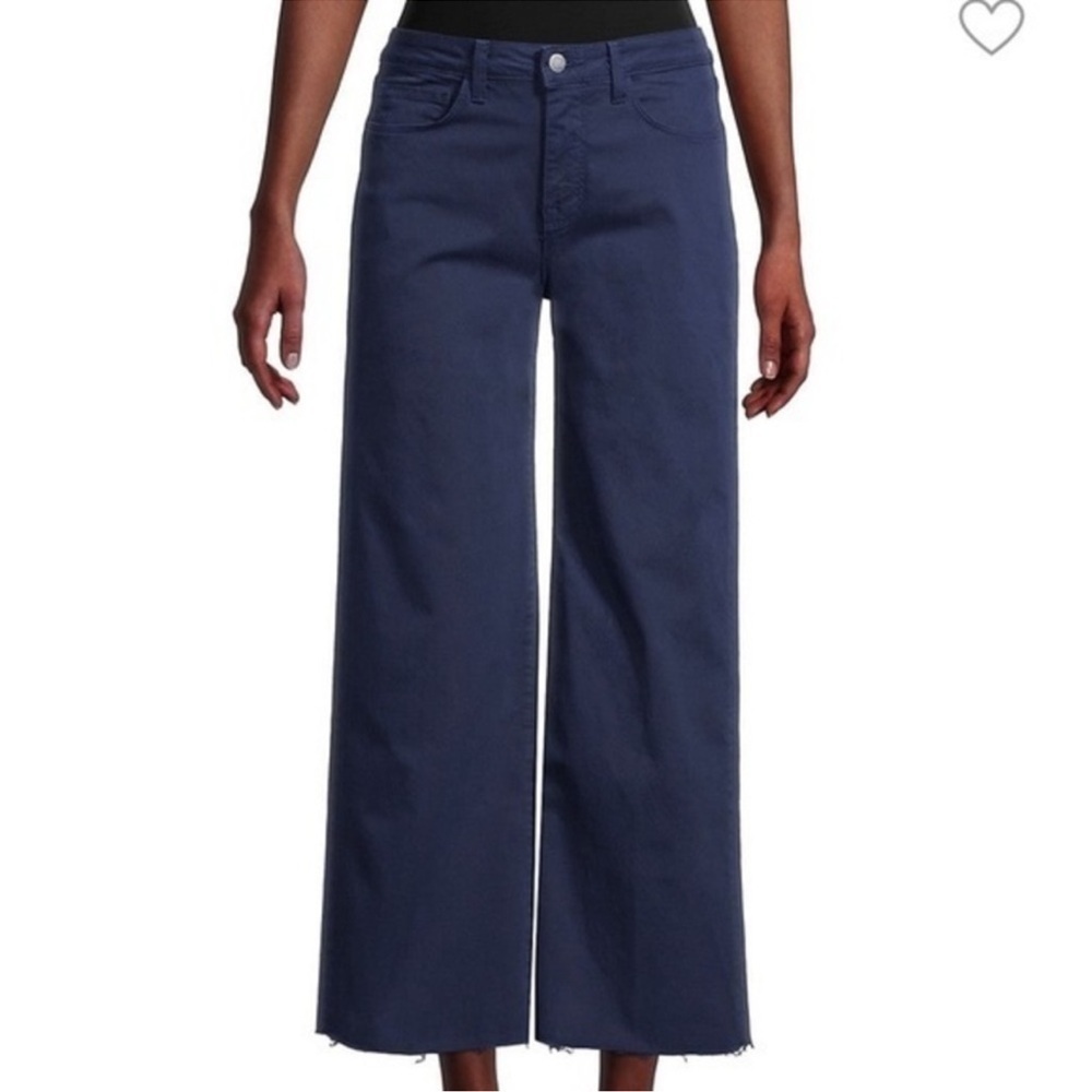 L'AGENCE Wide-Leg Cropped Pants in Navy